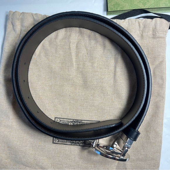 NWOT Gucci Belt Men's Leather Metal Black Brown 95cm 38in 473030 Interlocking G… - Picture 9 of 10